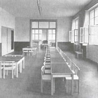 Playroom, nursery on Hallgartenstrasse, Frankfurt am Main, 1928. Ferdinand Kramer was not only a designer of standardised furniture in the "New Frankfurt", but also responsible for fitting out public amenities - T. Müller, R. Schneider, <em>Lehrmaterialien 1913-1935. Möbel und Architektur. Techning Meterials 1913-1935. Furniture and Architecture</em>, München, Prestel Verlag, 2002, p.65$$$415