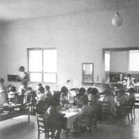 Activity room for group 1 with view into the kitchen [The Children's House on Rudolfsplatz, Vienna, 1930] -  T. Müller, R. Schneider, <em>Lehrmaterialien 1913-1935. Möbel und Architektur. Techning Meterials 1913-1935. Furniture and Architecture</em>, München, Prestel Verlag, 2002, p.71$$$397